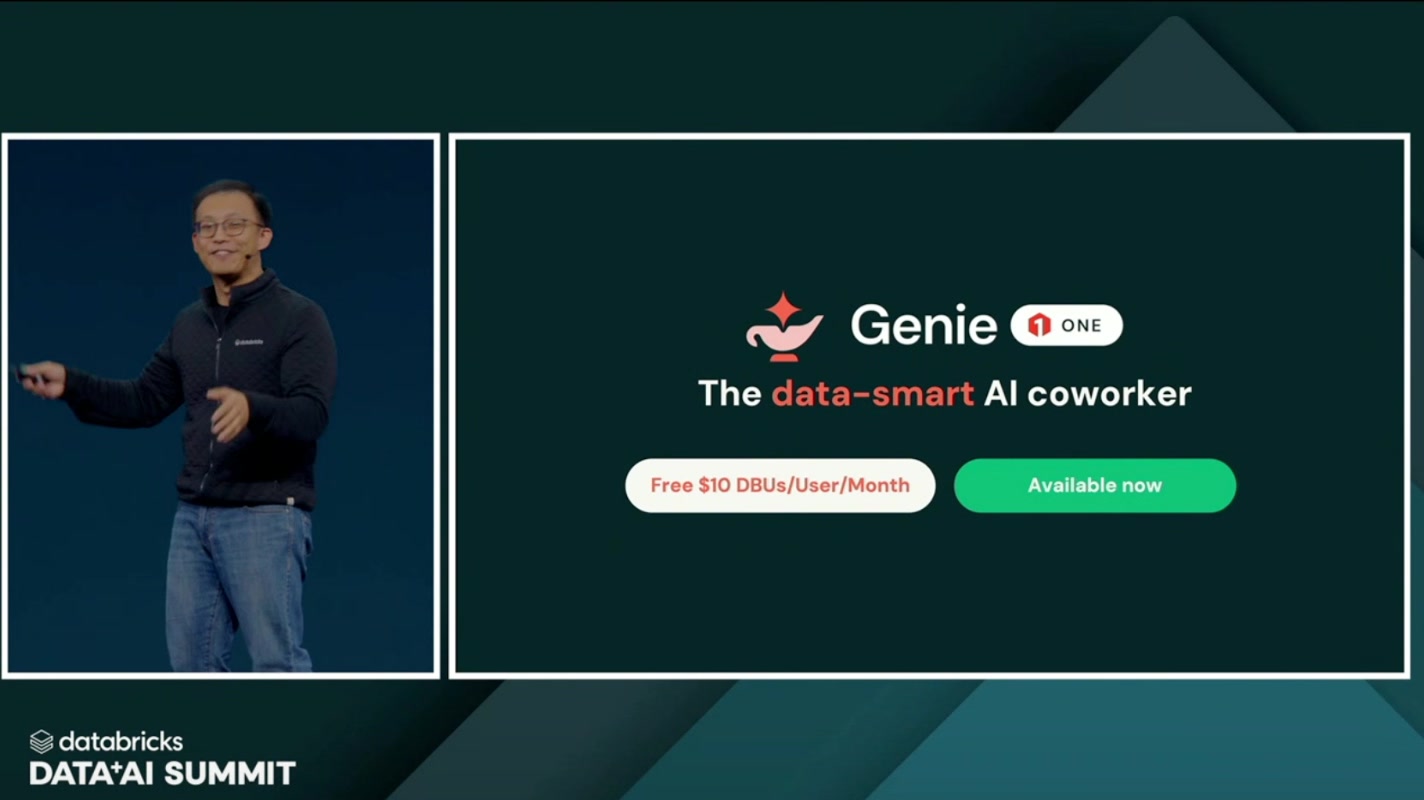 Genie One の提供形態 — Free $10 DBUs/User/Month, Available now